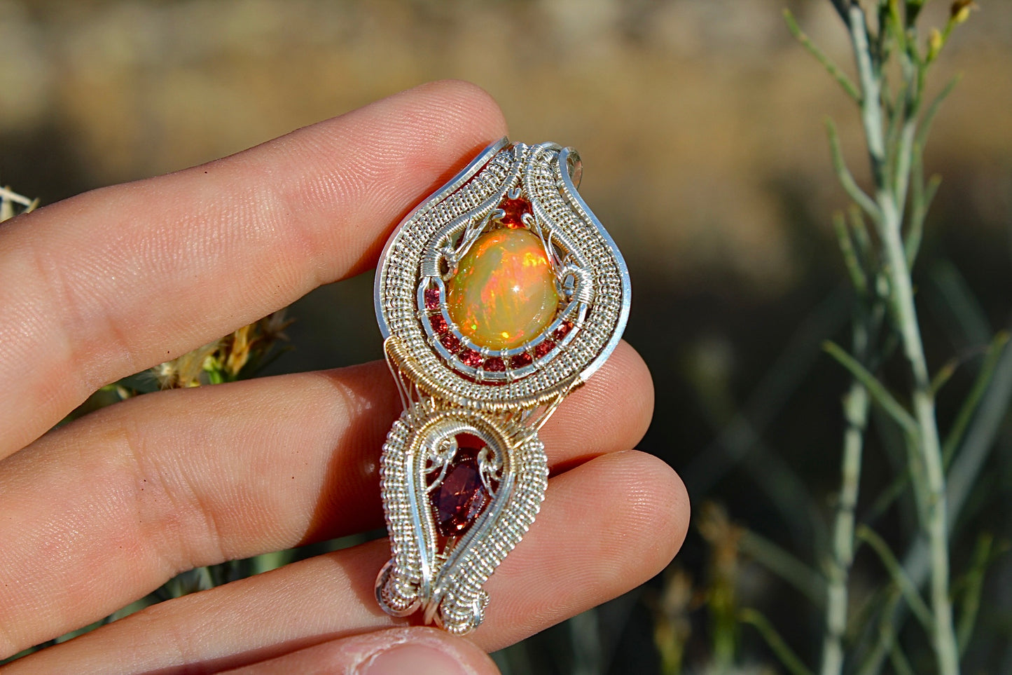 Ember Glow- Opal Pendant