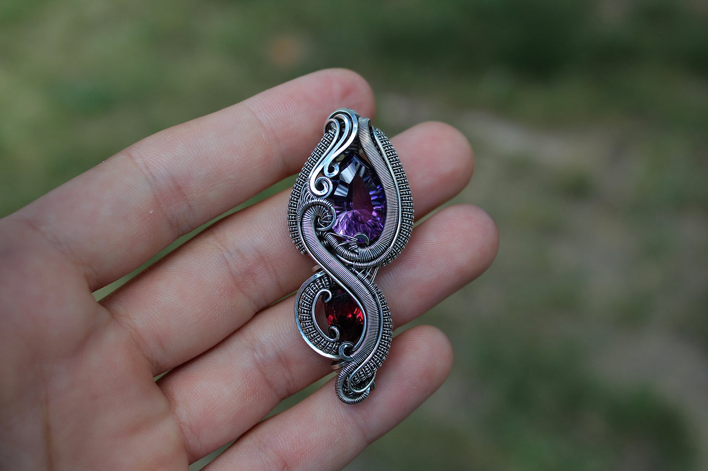 Amethyst and Garnet Pendant