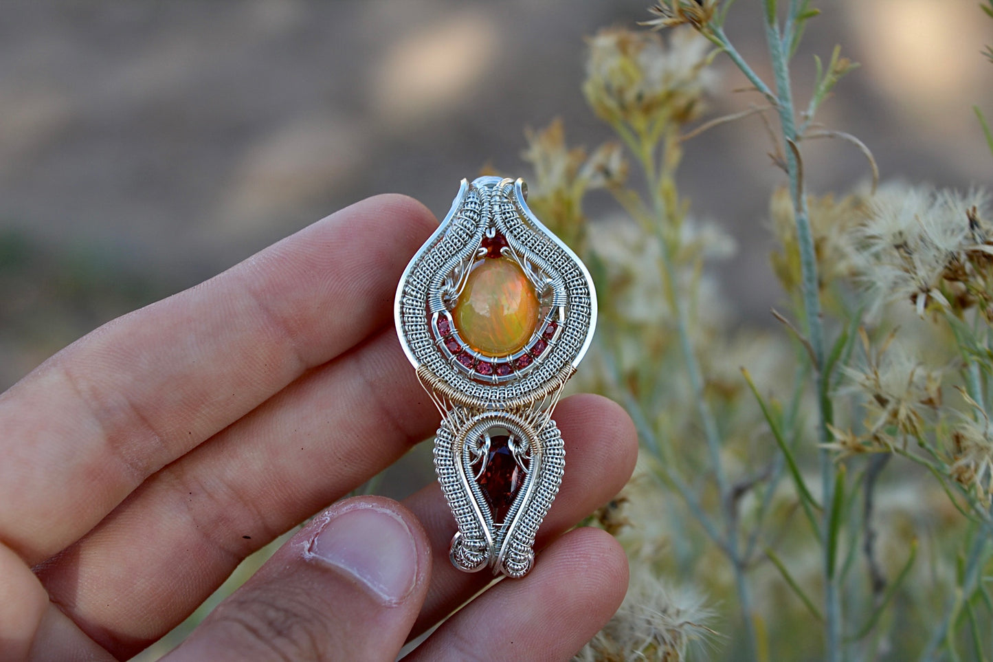 Ember Glow- Opal Pendant