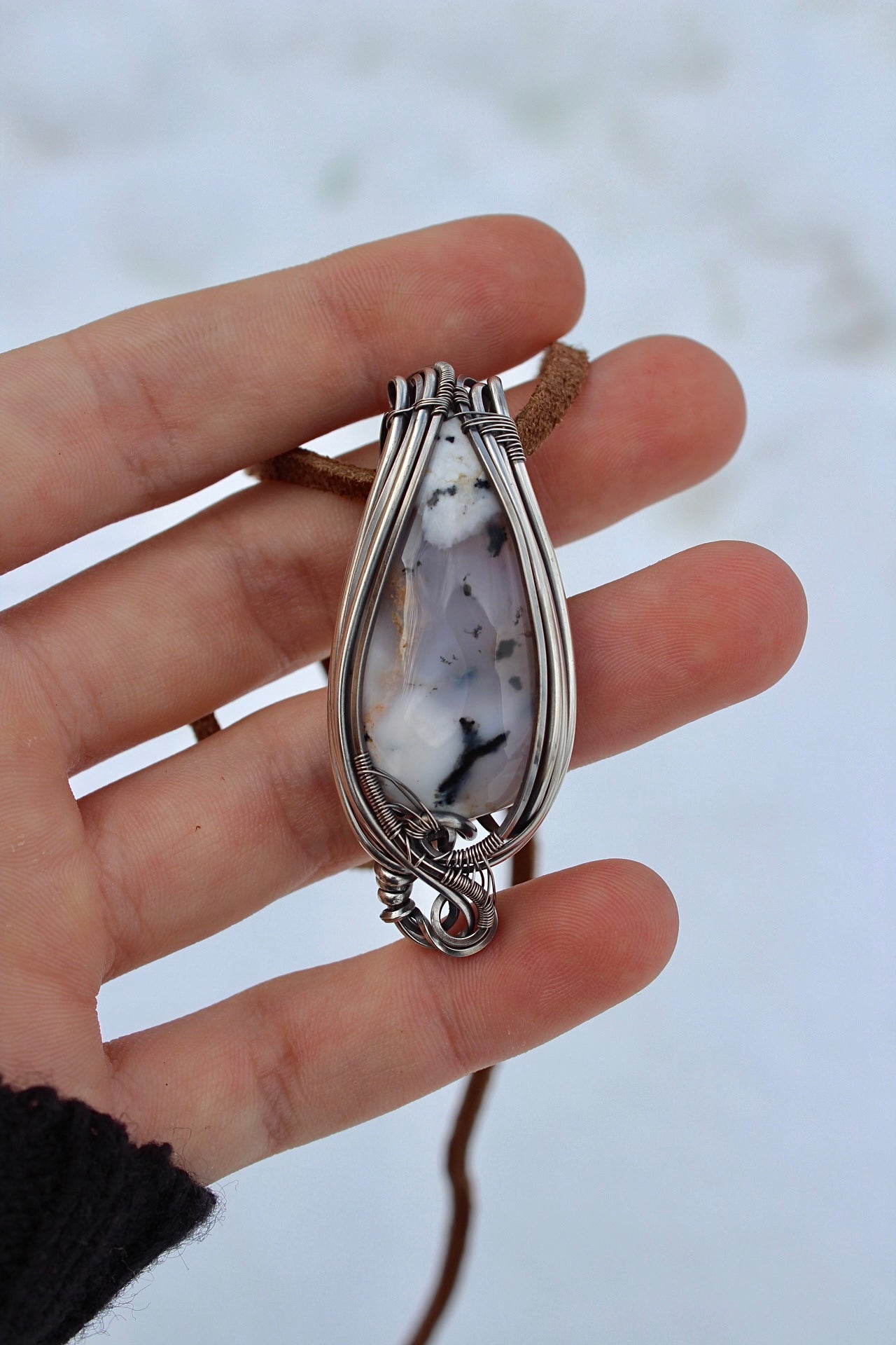 Snow Globe - Dendric Opal Pendant