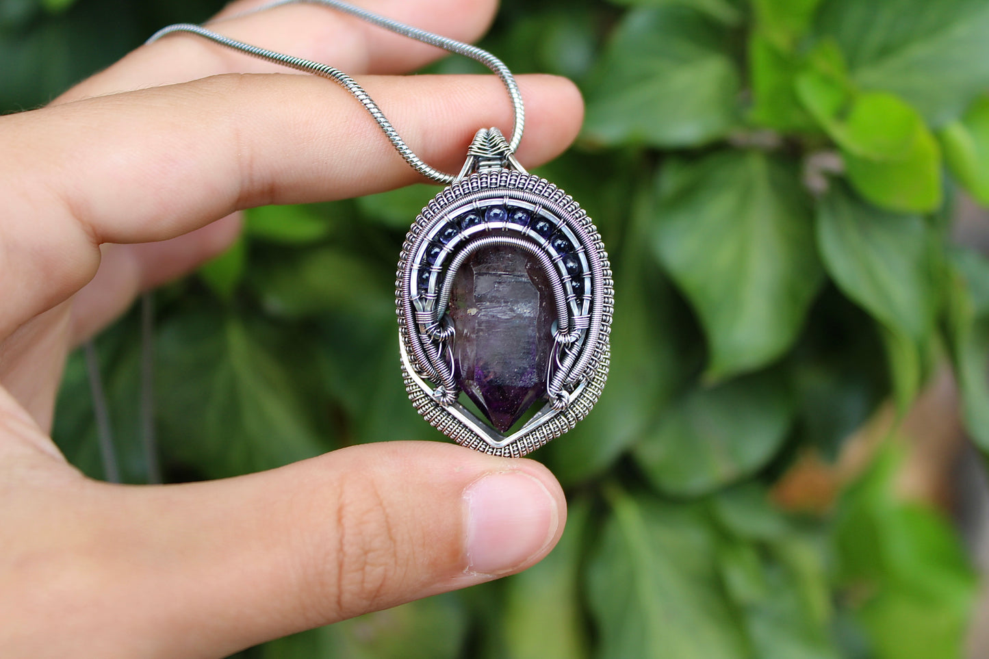 Zambian Amethyst and Iolite Pendant