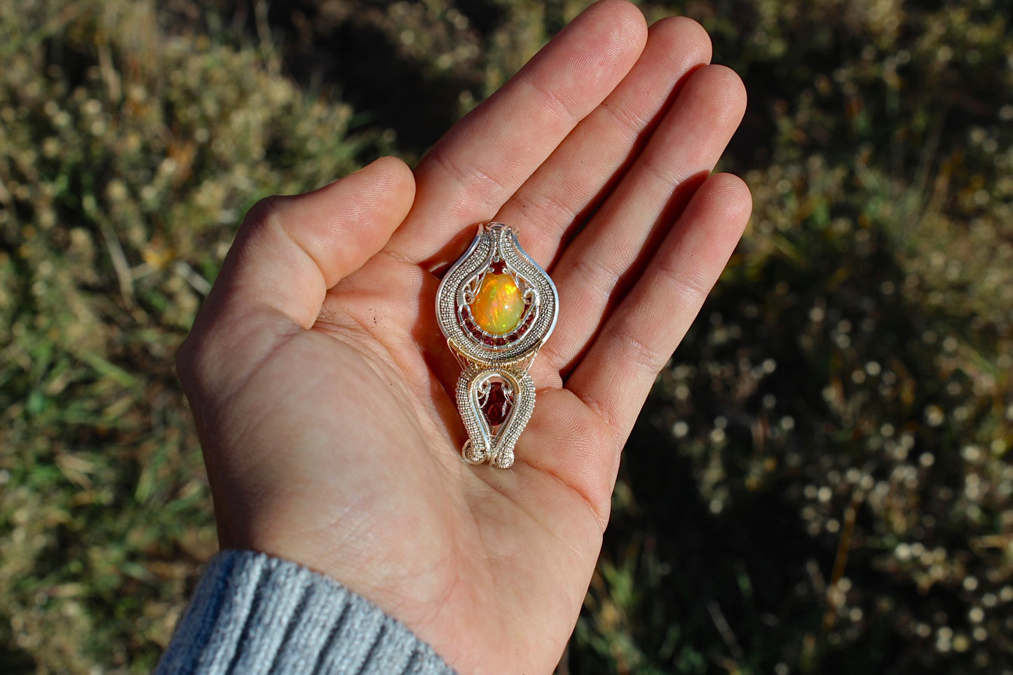 Ember Glow- Opal Pendant