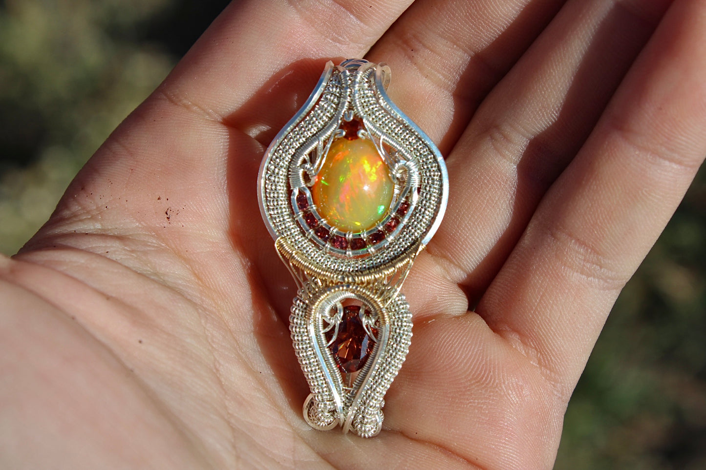 Ember Glow- Opal Pendant