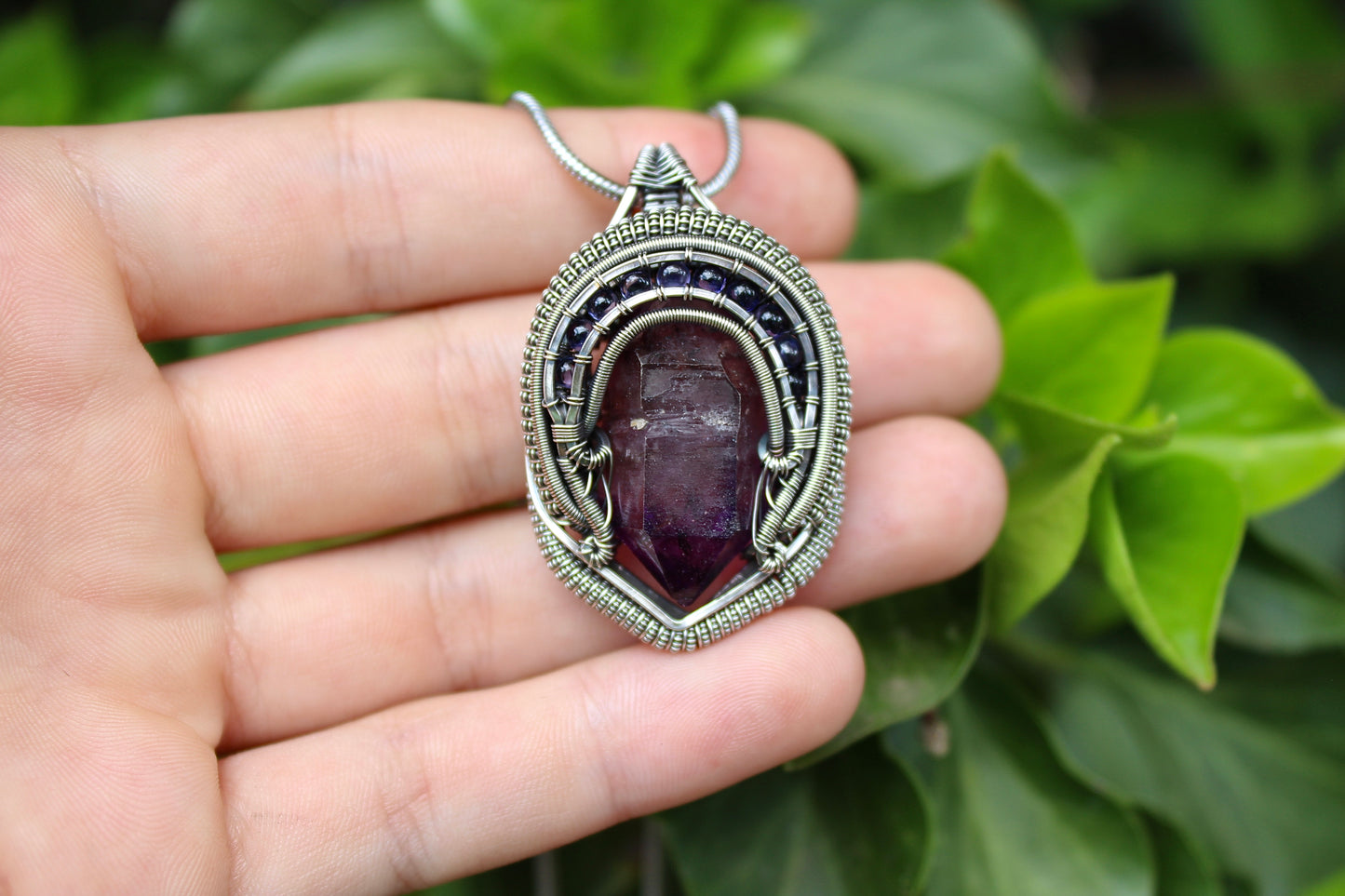 Zambian Amethyst and Iolite Pendant