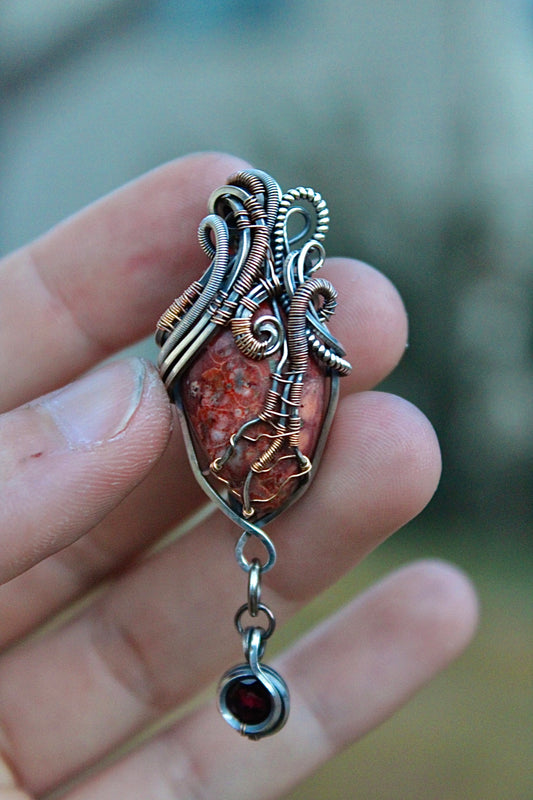 With A Heavy Heart- Jasper and Garnet Pendant